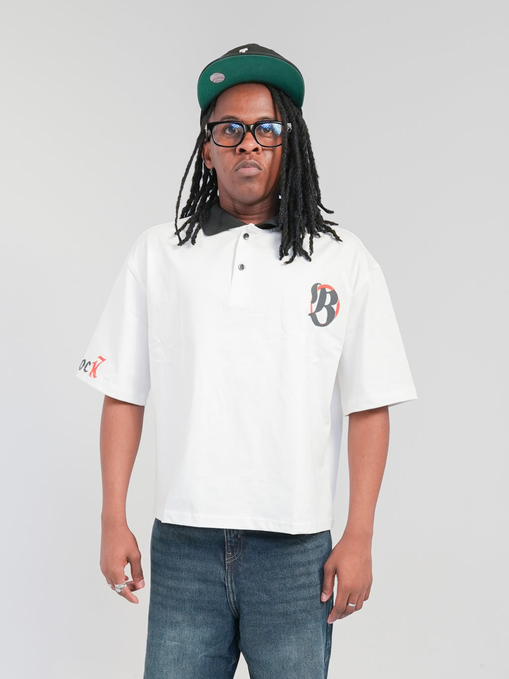 white polo croped fit