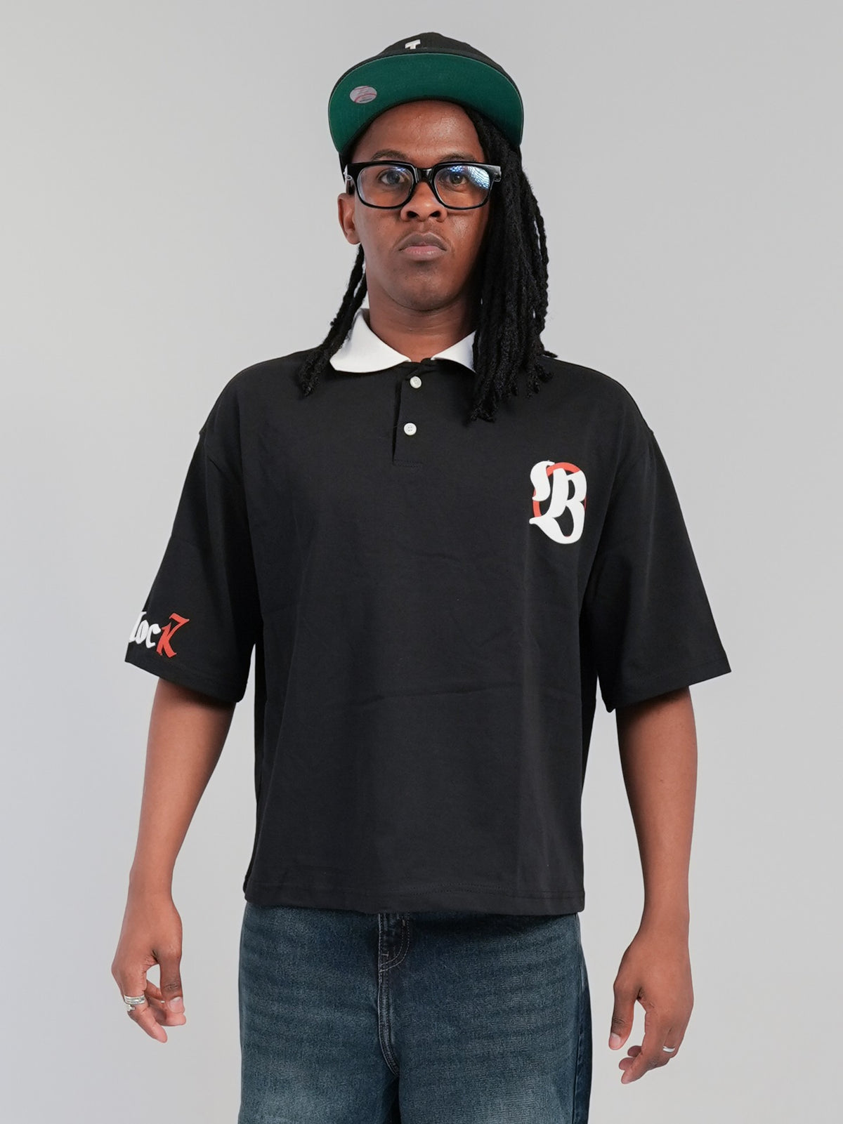 black polo croped fit