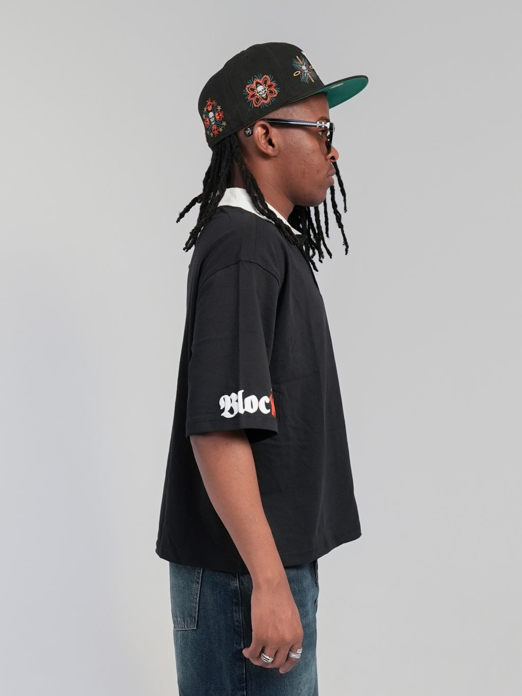 black polo croped fit