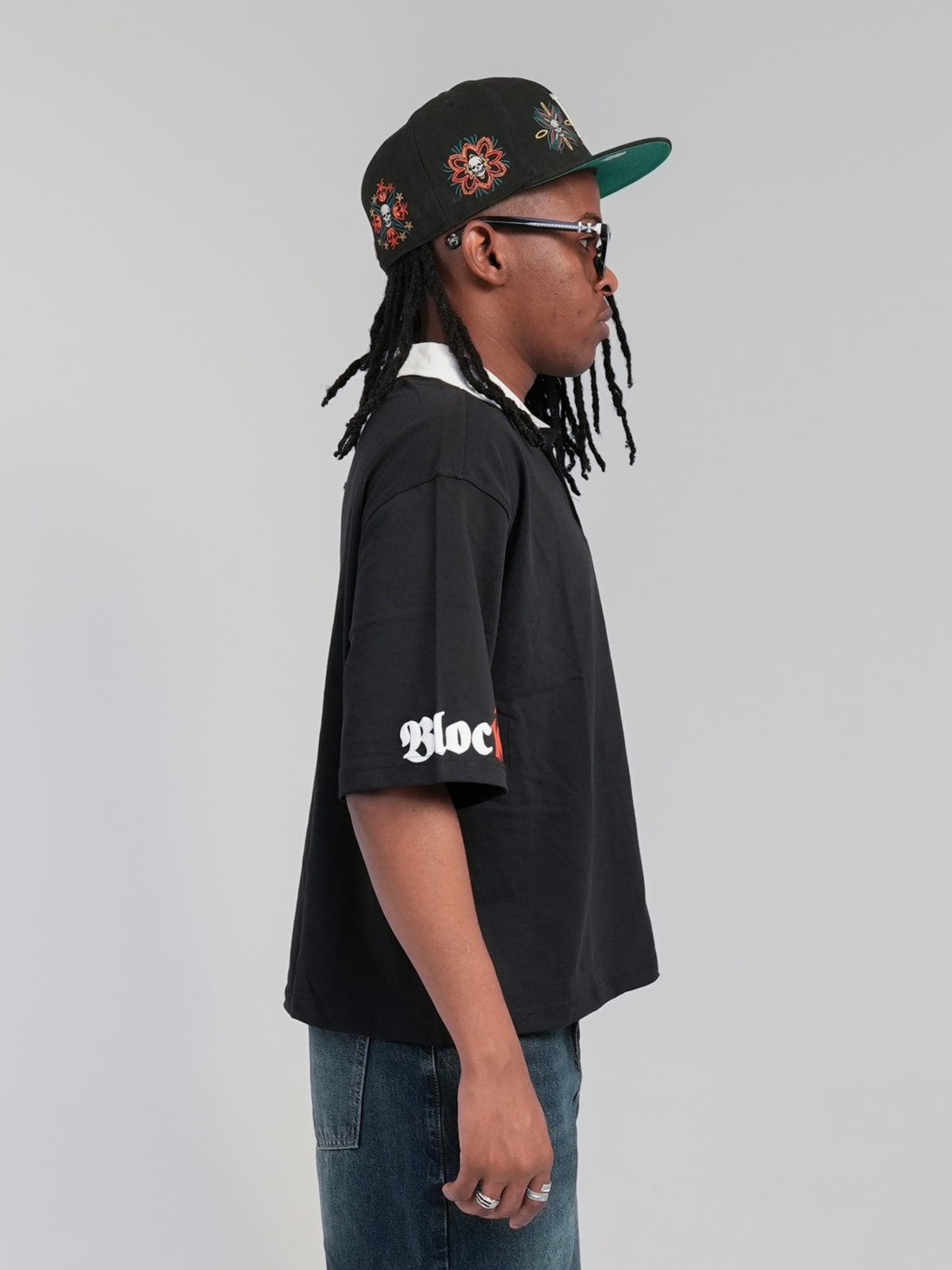 black polo croped fit