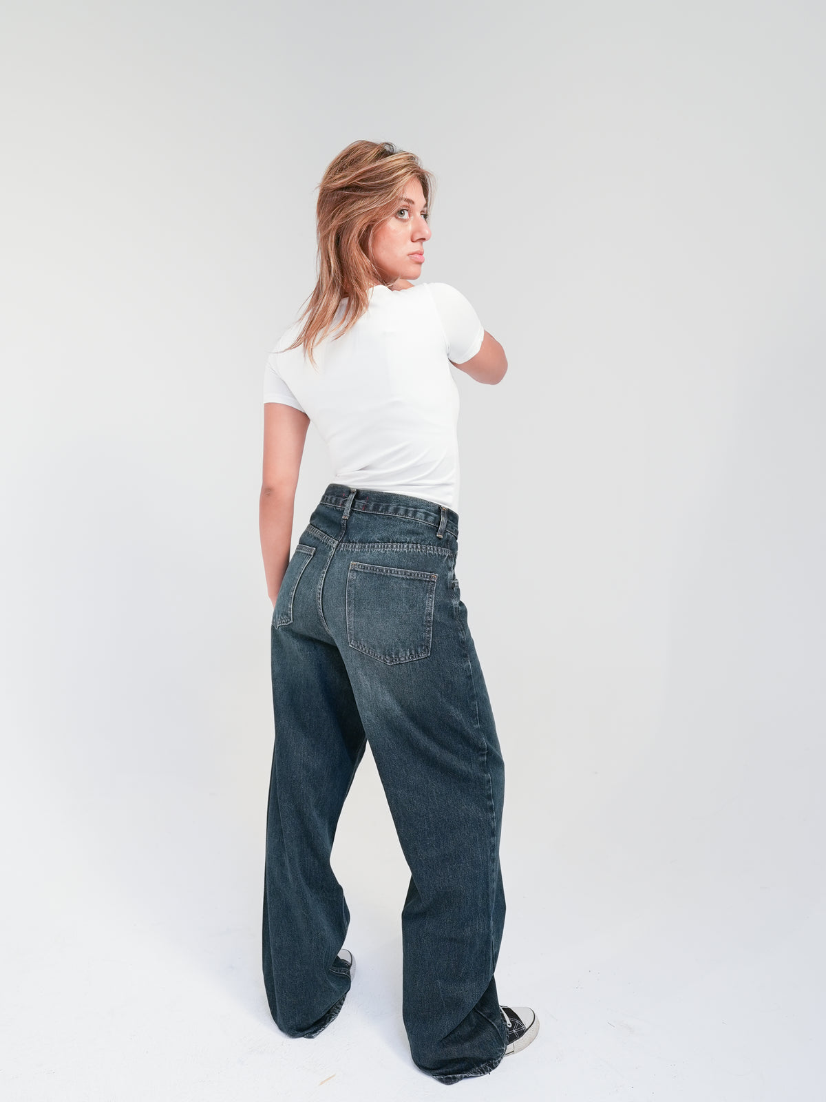 petrol blue jeans (acid wash)