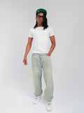 pastel green jeans (tinted wash denim)