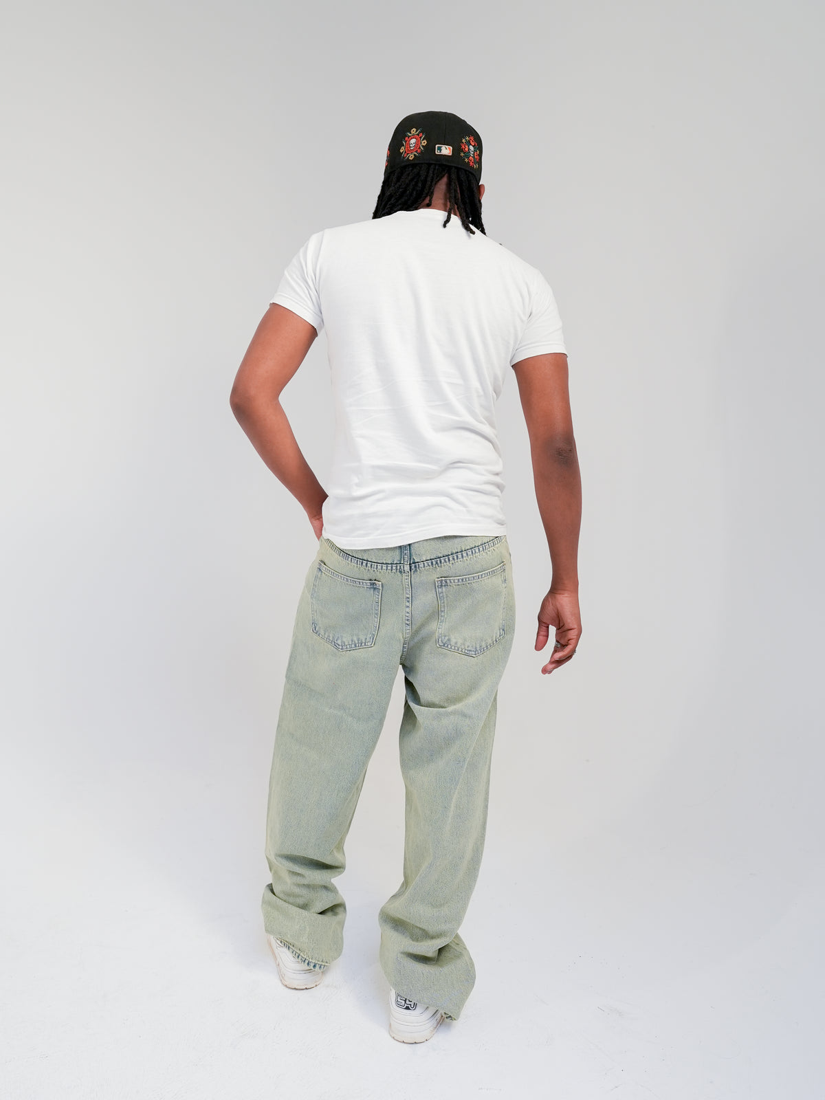 pastel green jeans (tinted wash denim)