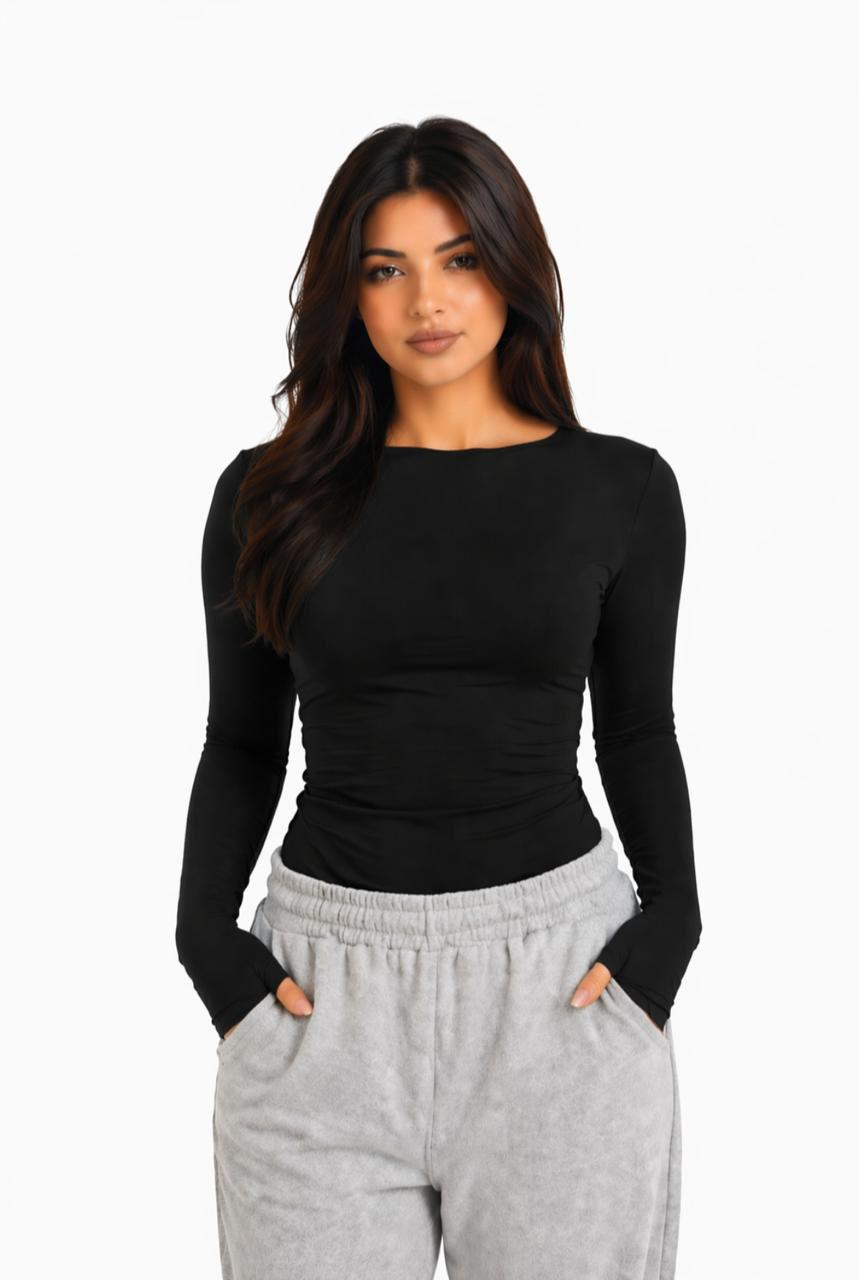 Black basic longsleeved top